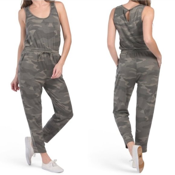 Splendid Camo Jumpsuit Green Camouflage Lounge NEW